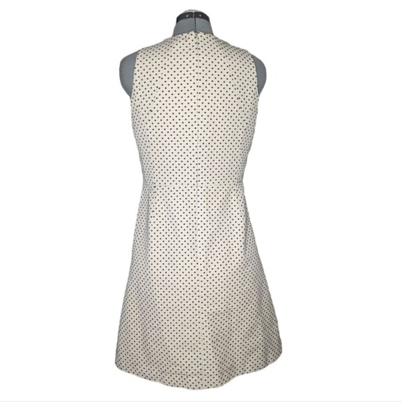 Women's Ann Taylor Cream and Black Sleeveless Fit and Flare Polka Dot Dress, 10 - Picture 3 of 7